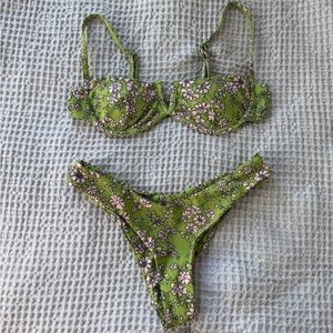 Green Floral Women's Bikini Set